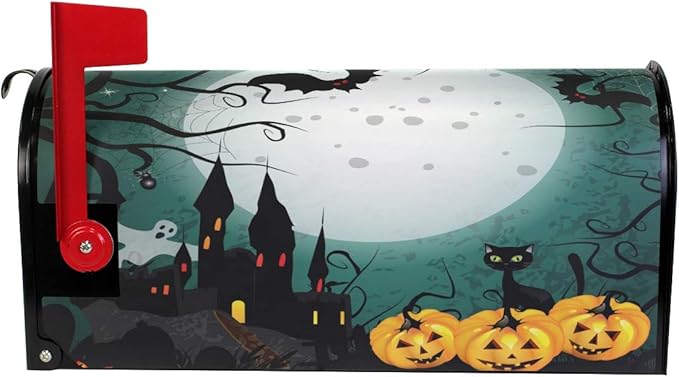 WOOR Halloween Pumpkin Magnetic Mailbox Cover Oversized for Garden Yard Outdoor Decorations-20.8" x 25.5"