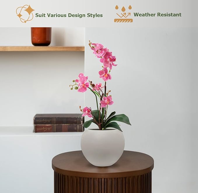 9.7" H x 12" D Globo Fiberstone Round Planter - Christmas Tree Planter, Smooth Finishes, Weather Resistant for Indoor & Outdoor Use, Included 2 Extra Coco Mats (Taupe, 7.8" Pot Opening)