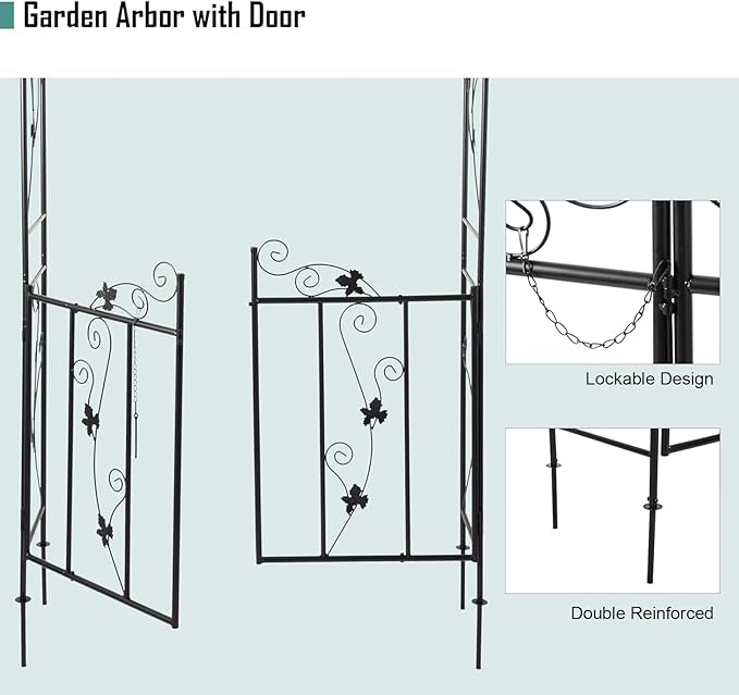 Kintness Garden Arch Arbor with Gate Trellis Arbour Archway for Climbing Plants Outdoor Garden Lawn Backyard …