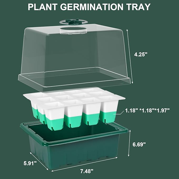 Sondiko Seed Starter Tray with Soft Silicone Cells, 48-Cell Reusable Seed Starter Kit, Seedling Starter Trays with Humidity Dome, Mini Greenhouse Germination Kit, Perfect for Beginner Gardeners