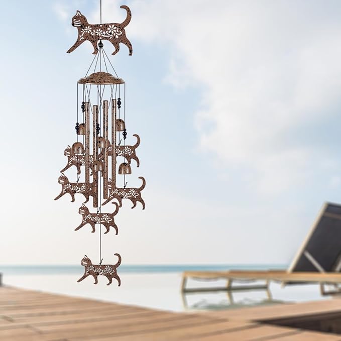 Cats Wind Chimes for Garden,Home,Balcony,Yard,Outdoor Decor, Cat Wind Bell, Memorial Wind Chimes, Cat Decoration, Wind Catcher, Blessing Wind Chime for Mom,Grandma,Family,Women,Friend