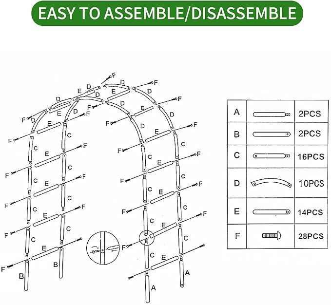 Iron Pergola Arbor Practical, 7.9 Feet High x 4.6 Feet Wide, Assemble Easily for Various Climbing Plant Wedding Garden Arch Bridal Party Decoration Wide Arbor, 2 Pack