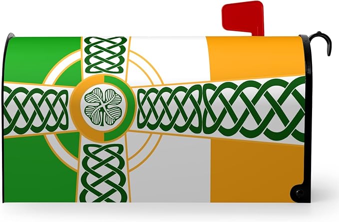St. Patrick's Day Mailbox Cover Celtic Irish Flag Clover Oversized Mail Box Wrap Farmhouse Home Magnetic Mailbox Covers Shamrocks Mailboxs Post Box Covers Wraps Large Size 25.5 X 21 Inch