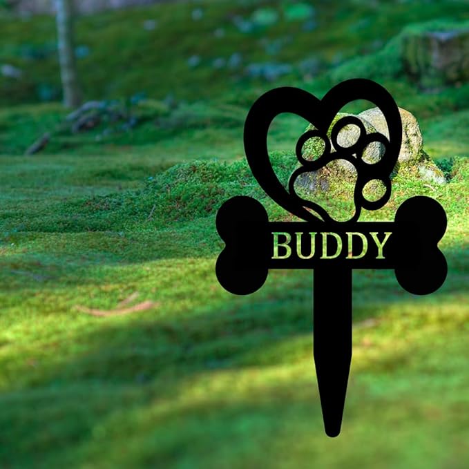 Personalized Custom Dog Memorial Sign, Outdoor Grave Marker with Dog Paw, Heart & Claw Design, Pet Sympathy Gift