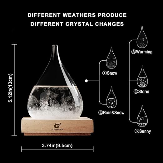 Storm Glass Cool Unusual Gifts Storm Glass Weather Predictor Snow Globes for Adults Galileo Thermometer Indoor Creative Forecast Nordic Style Decorative Weather Gifts