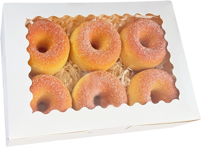 qiqee 50Pcs White Cookie Box with Window 9x6x2.5 Inch Pastry Macaron Bakery Box For Packaging