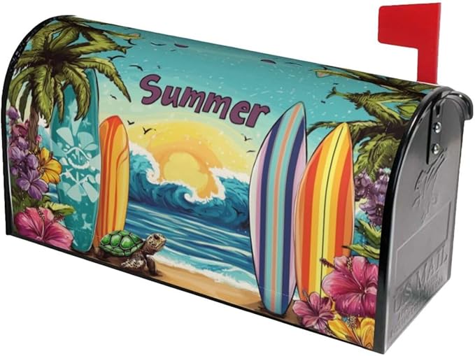 Tropical Beach Mailbox Covers Magnetic Letterbox Covers 21x18 Inch for Garden Outdoor Decoration