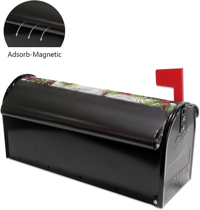 SUABO Mailbox Cover Red Cardinals Old Window Standard Magnetic Mailbox Covers Wraps for Christmas Home Yard Garden Decor