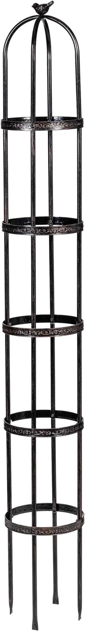 Evergreen 7 Feet Garden Metal Garden Obelisk Trellis for Climbing Plants Outdoor | Indoor Plant Trellis for Potted Plants | Floral Pattern Arch Trellis | Bronze