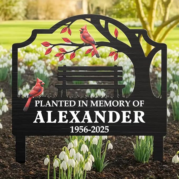 Personalized Metal Garden Stake - Outdoor Memorial Decoration, Sympathy Gift, Yard or Grave Marker - Planted in Memory of