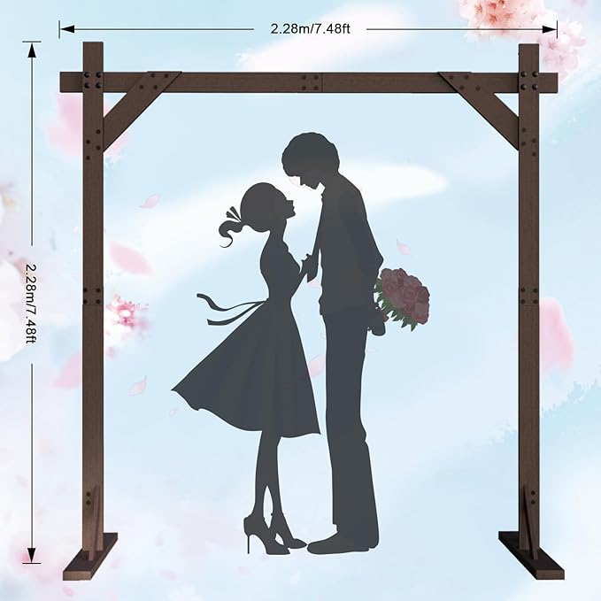 Wooden Square Wedding Arch, 7.48FT Wood Arch Backdrop Stand, Wedding Arbor, Reusable