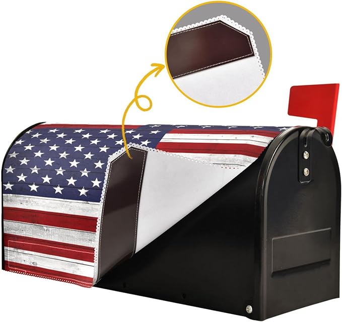 American Flag Wooden Mailbox Cover Magnetic Mailboxes Wraps Letter Post Box Cover Decorative Standard Size 18x21 in Garden Yard Decor