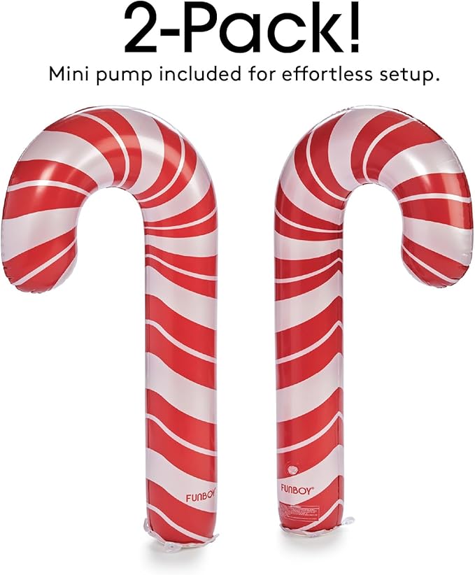 FUNBOY Oversized Inflatable Light-up Holiday Candy Canes with Remote-Control LED Lights (Set of 2) – Christmas Decorations