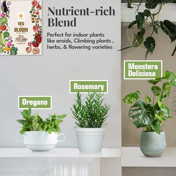 Veg N Bloom Natural Potting Mix – Nutrient-Rich Soil Blend for Vegetables, Herbs, Flowers & Houseplants – Coco Pith, Neem Frass for Root Growth & Seed Starting