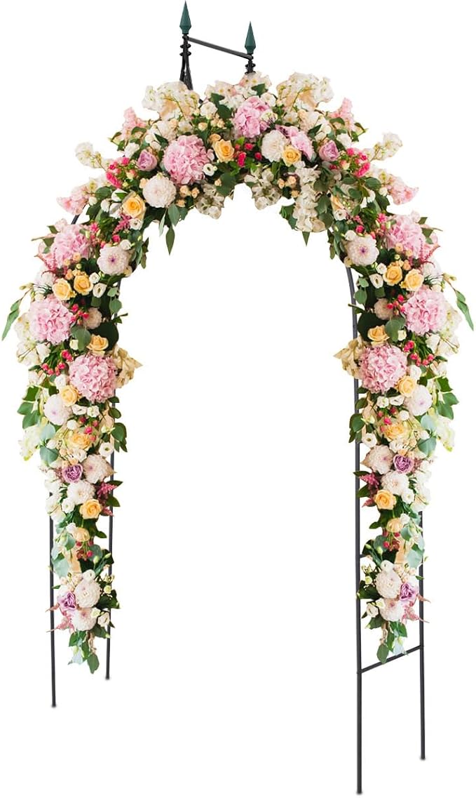 S AFSTAR 9.5 Ft Metal Arch, Outdoor Garden Arch for Various Climbing Plant Flower, Wedding Backdrop Stand Archway Arbor for Wedding Garden Party Ceremony Gothic Style Decoration, Easy-to-Assemble (1)