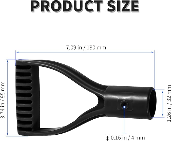 2 Pcs ID 1.26" Black Shovel D-Shaped Grip Handle,PVC Shovel D Straight Grip Handle,Plastic Spade Replacement Snow Removal Garden Accessorie Backyard Digging,7.09×3.74-in(H*T)
