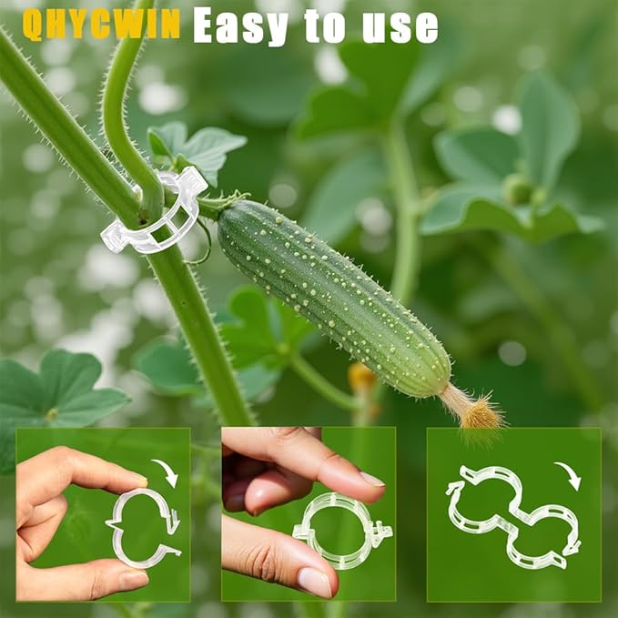 400 Pcs Plant Support Clips, 2 Types in 1 Pack, Plastic Garden Clips for Tomato, Grape, Cucumber, Vine Plants, Reusable Plant Clips for Climbing Plants (Green White)