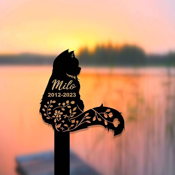 Custom Fluffy Cat Memorial Stake Sign - Metal Grave Marker Yard Stake Pet in Heaven Remembrance Gift