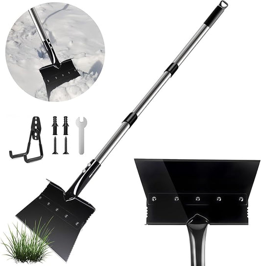 Garden Flat Shovel, Heavy Duty Multifunctional Cleaning Shovels with 53” Adjustable Long Handle, Floor Scraper Tool for Ice Snow Removal,Weeding,Driveway Lawn Edging,Sidewalk,Garden, Outdoor,Scraping