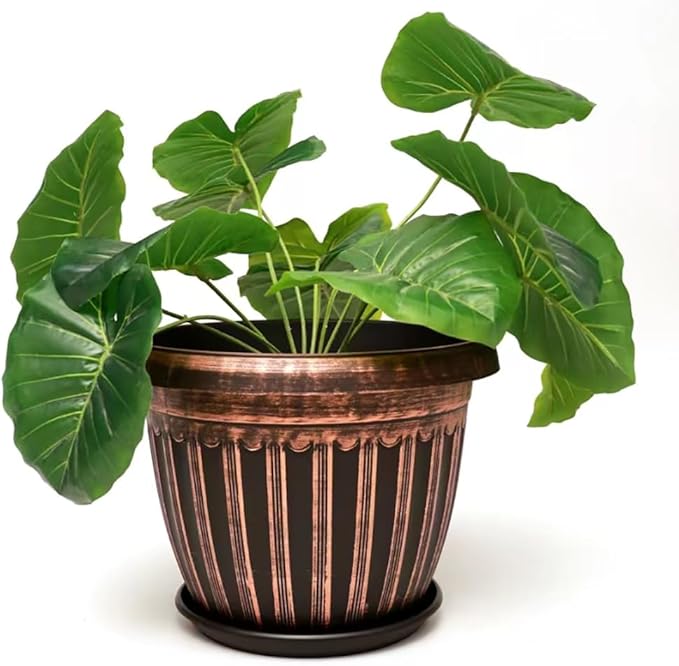 8 Pack 12 inch Large Plant Pots with Drainage Holes & Saucer,Plastic Flower Pots,Garden Pots for Indoor & Outdoor Plants