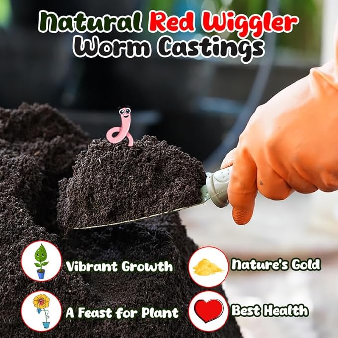 Organic Worm Castings for Plants 5 Lb - Vermicast from Red Worms for Composting - Soil Amendments & Gardening Soil for Outdoor Vegetables - Fine & Crumbly Worm Castings for Indoor Plants