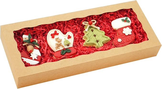 50pcs Brown Cookie Boxes 12x5x1.5 Inch Bakery Boxes with Window Treat Box Chocolate Strawberries Box for Wedding Favors Party Birthday Favors