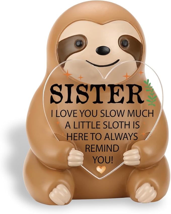 Sloth Figurines Gift, Birthday Gifts for Sister Women, Funny Cute Sloth Present for Bestie Friends Sister BFF Friendship Birthday Christmas YSS8