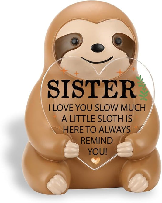 Sloth Figurines Gift, Birthday Gifts for Sister Women, Funny Cute Sloth Present for Bestie Friends Sister BFF Friendship Birthday Christmas YSS8