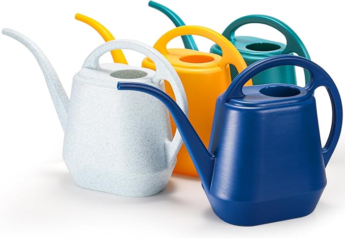 Fasmov Watering Can, 1/2 Gallon Plastic Watering Cans with Comfortable Handle, Small Garden Watering Cans Long Spout for Indoor Outdoor Watering Plants, Gray White