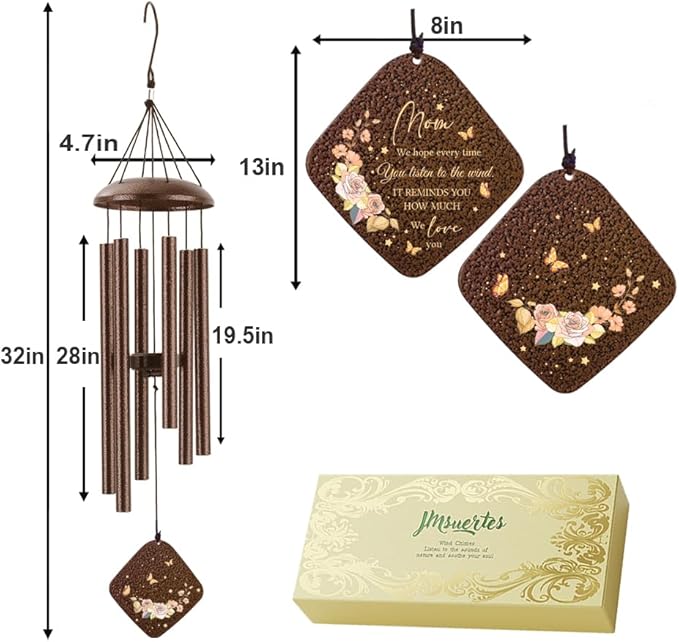 Mom Wind Chimes 32", Cchristmas Gifts for Mom, Mother Birthday Gift from Daughter Son, Love Reminder Gifts for Birthday Thanksgiving Christmas