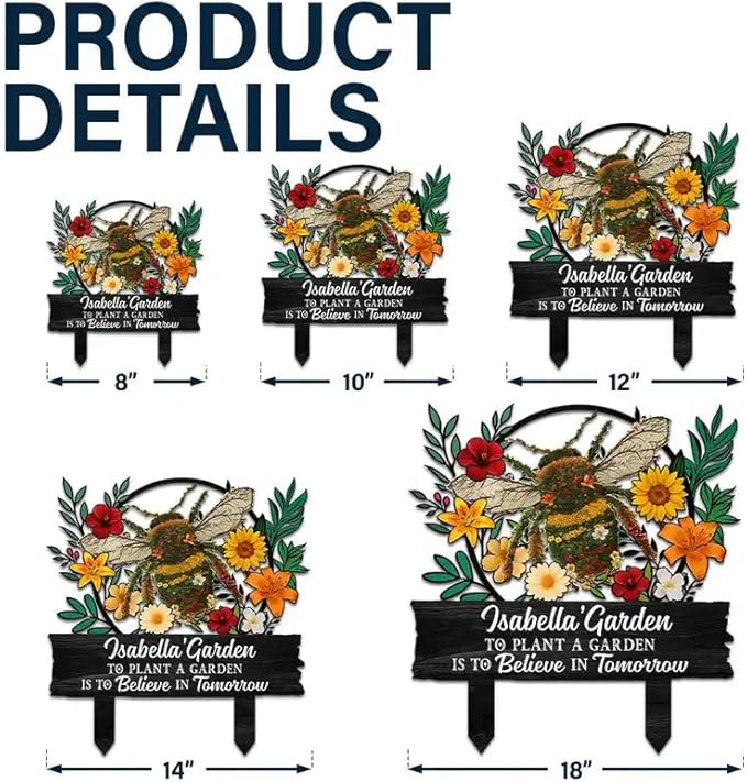 Personalized Metal Garden Stake Gift for Family - and Into The Garden I Go to Lose My Mind