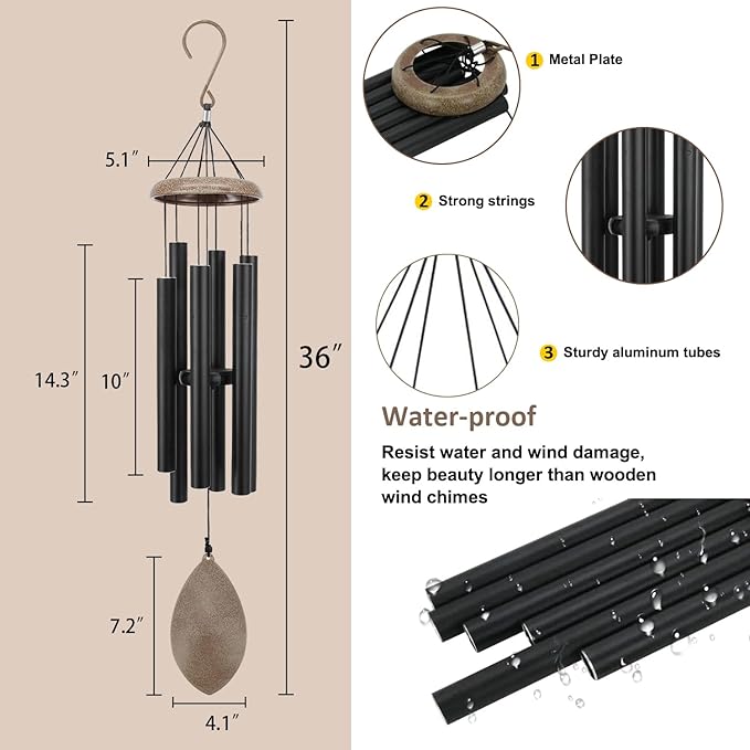 ASTARIN Personalized Wind Chimes Outdoor Deep Tone,35'' Customized Memorial WindChimes for Loss of Loved One,Melody Wind Chime Unique as Sympathy Gift,Home Décor for Garden