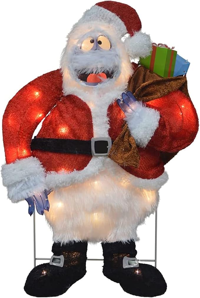 ProductWorks 24 Inch Santa Bumble The Abominable Snow Monster Indoor/Outdoor Christmas Yard Ornament, Holiday Display with 35 Clear LED Lights