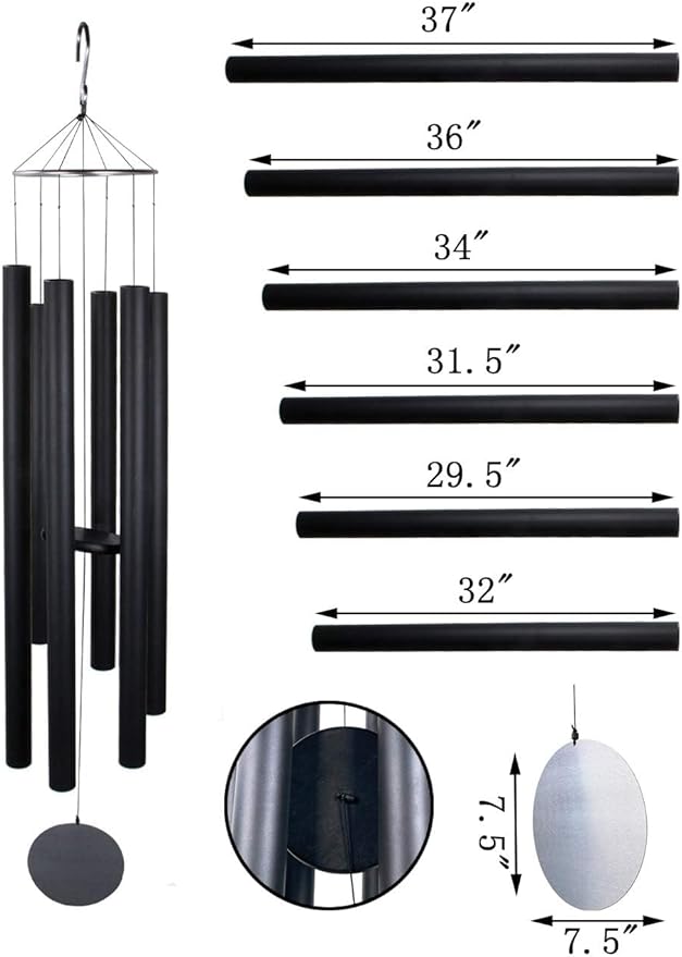 Afirst 66" Extra Large Wind Chimes, Deep Tone Wind Chimes Outdoor with 6 Metal Tubes, Memorial Wind Chime for Patio Balcony Garden Home Decor