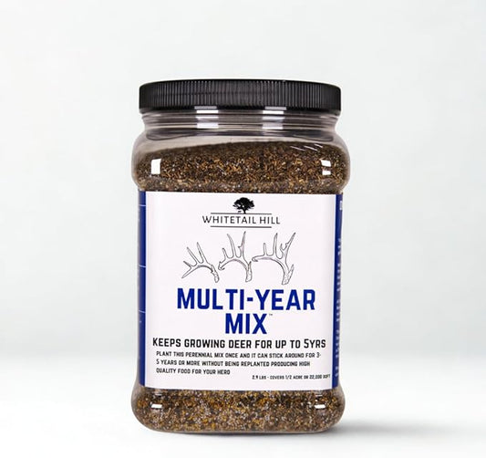 Whitetail Hill Multi-Year Mix Food Plot Seed Mix, 1/4 Acre or 2 Acres, Perennial Mix, Deer Food for 3-5 Years, Low Mainenance Food Plot, Clovers and Chicory