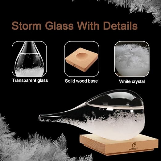 Storm Glass Weather Predictor, Snow Globe Drop-Shaped Weather Forecast Bottle Christmas Gifts, Unique Fashion Home Decor Weather Cool Gifts for Men Women