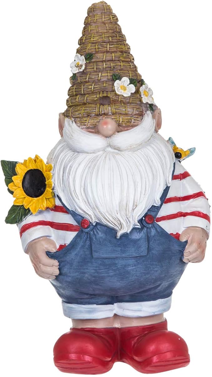 Topadorn Garden Gnome Statue with Sunflower Weather-Resistant Resin Garden Gnome Sculpture for Outdoor Yard Decor,Lawn Ornament and Gift for Garden Lovers