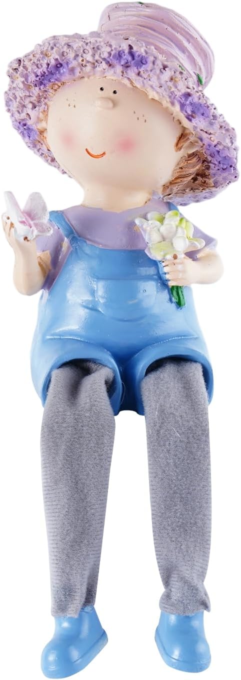 Lavender Outdoor Garden Resin Couple Statues (Boy & Girl with Cloth Legs), Suitable for Patio, Garden & Courtyard Decor, Indoor Love-Themed Ornament, Ideal Gift for Parents & Friends