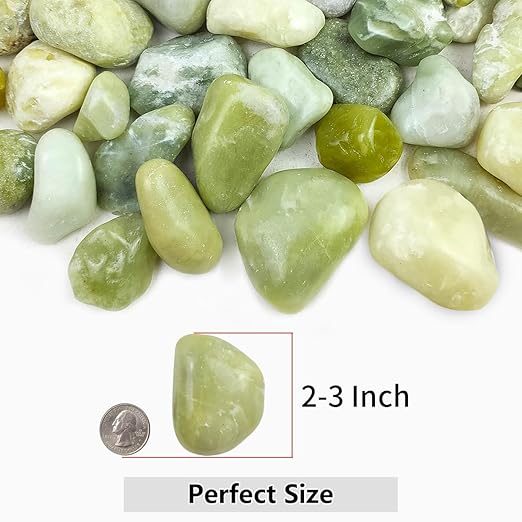 10lbs Jade River Rocks, 2-3 Inch Natural Pebbles for Indoor Plants, High Polished Decorative Stones Vase Filler Fish Tank Aquariums Landscaping Garden Outdoor and Indoor DIY