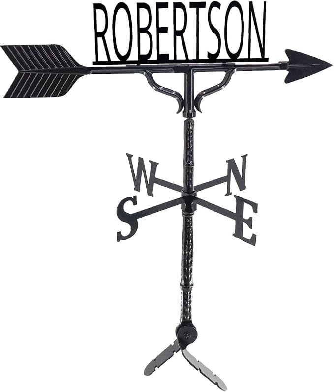 Montague Metal Products - Custom Name Weathervane - 13 Ornament Colors Available - Roof Mount Included - Metal Wind Vane - Made in The USA