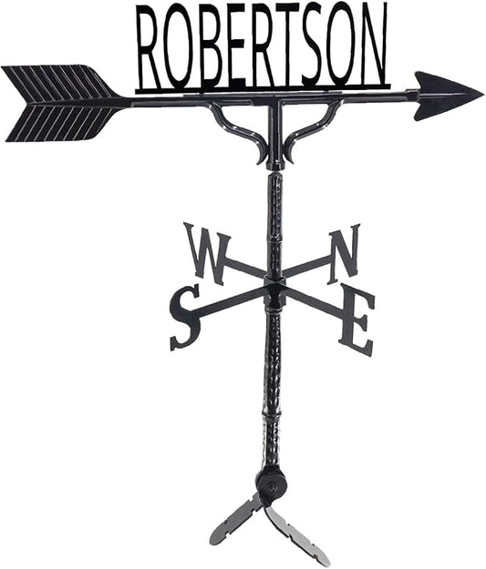 Montague Metal Products - Custom Name Weathervane - 13 Ornament Colors Available - Roof Mount Included - Metal Wind Vane - Made in The USA