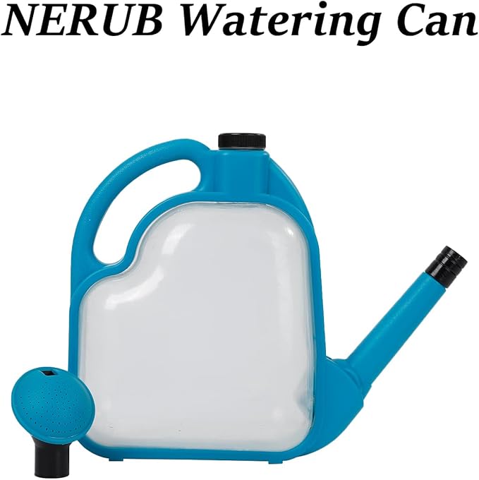 4L Foldable Clear Plastic Watering Can with Rotating Nozzle Long Spout Ideal for Indoor and Outdoor Gardening -Blue