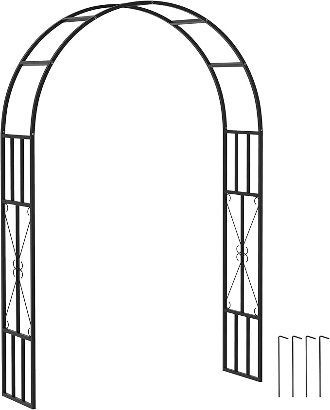 Outsunny 7.3ft Steel Garden Arch Trellis, Garden Arbor Trellis for Climbing Plants Roses Wisteria Vines, Flower Arch Wedding Arch Stand for Outdoor, Garden, Lawn, Backyard, Black