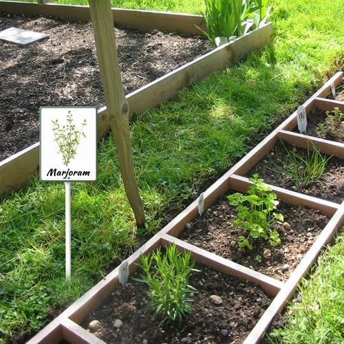 FemiaD Plant Label Signs Planted Herb Garden Markers Waterproof Aluminum Plant Stake Tags Marjoram Sign for Nursery Indoor Outdoor Garden Decoration 8x12inch