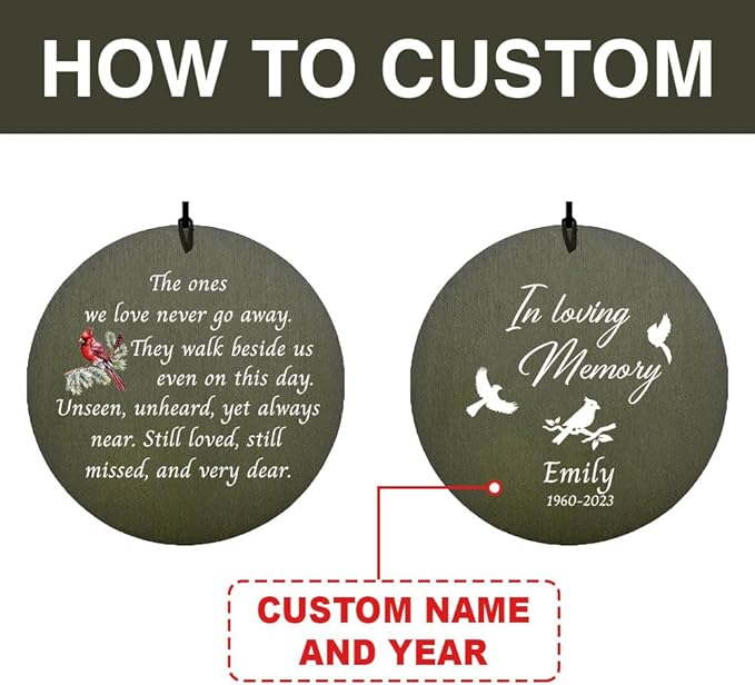 Personalized Sympathy Wind Chime, Sympathy Gifts for Loss of Loved One, Cardinal Wind Chimes, Loss of Mother Memorial Gift,Memorial Wind Chimes Deep Tone, Product in USA