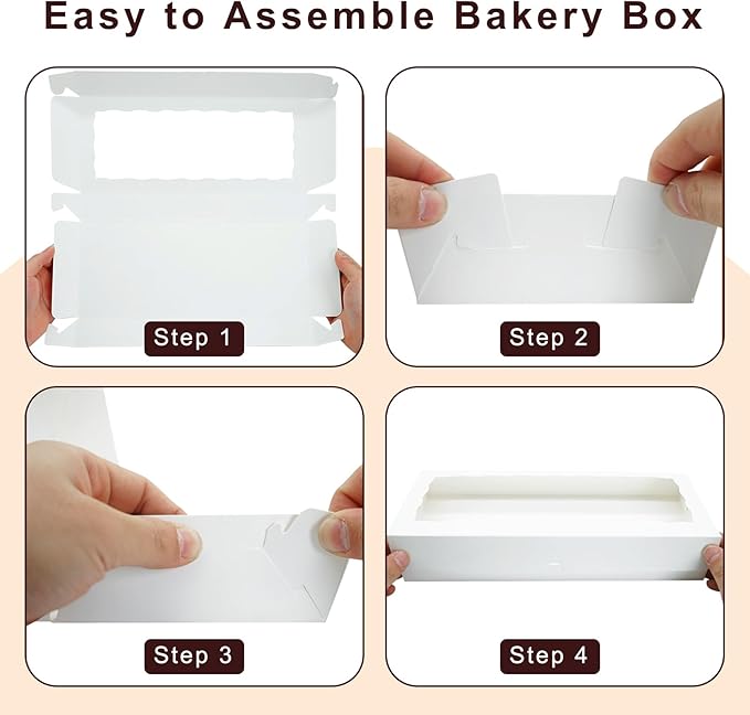 20pcs Cookie Boxes 7" x 4 3/8" x 1 1/2" Inch, Bakery Boxes with window Treat Box Chocolate Covered Strawberries Box for Christmas Valentine's Mother's Day - White