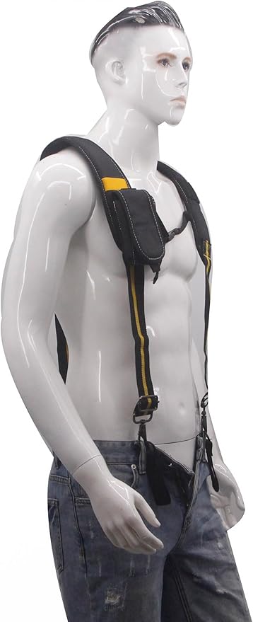 Heavy Duty Tool Belt Suspenders for Men 3 Point Padded Suspenders with Attachment Loops for Men