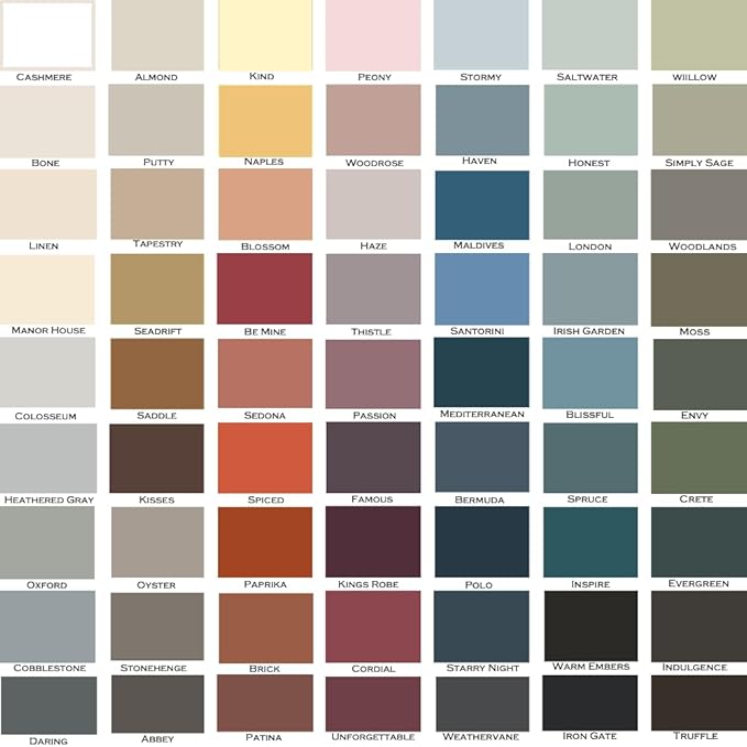 ALL-IN-ONE Paint, Durable cabinet and furniture paint. Built in primer and top coat, no sanding needed. Includes our 30 featured color card - Woodlands (muted, earthy, mossy green), Quart