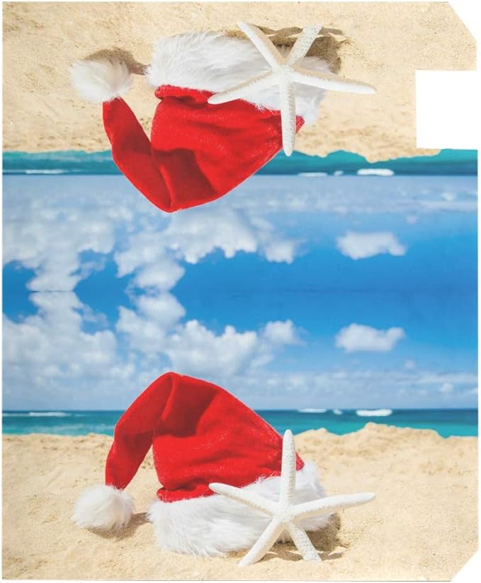 ALAZA Christmas Santa Hat on The Beach with Starfish Magnetic Mailbox Cover New Year Standard Size for Garden Yard Outdoor Decorations-18 x 20.8"