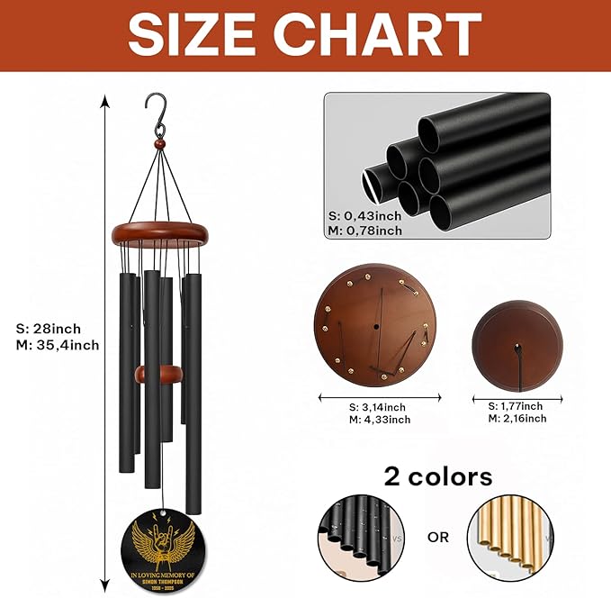Personalized Rock Memorial Wind Chime – “in Loving Memory” Custom Engraved Name & Years – Sympathy Gift for Music Lovers & Free Spirits – Memorial Windchime Tribute for Loss of Loved One
